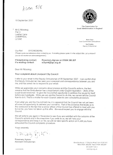 Letter from the LGO, sent on 18/9.