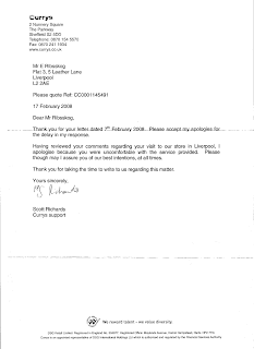 Letter from Currys, 17/2. (Recieved 28/2).