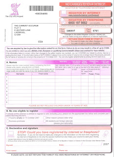 Electoral Register Form.