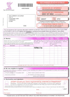 Electoral Register Form. (Example).