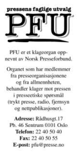 E-post til generalsekretær Kokkvold i PFU, 18. april 2008. (In Norwegian).